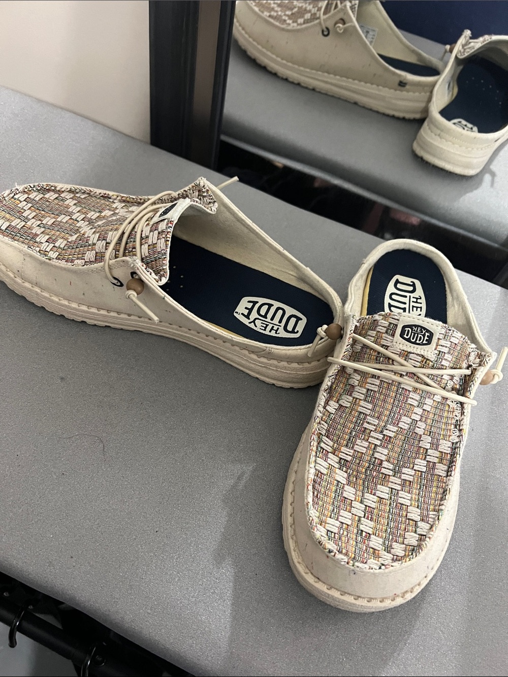 Hey Dude Men’s Multicolor Woven Slip-On with Cream Trim - Picture 2 of 3